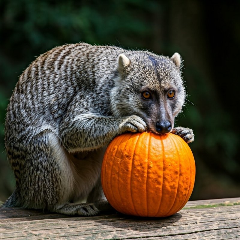 zwierzę w zoo jedzące dynię 